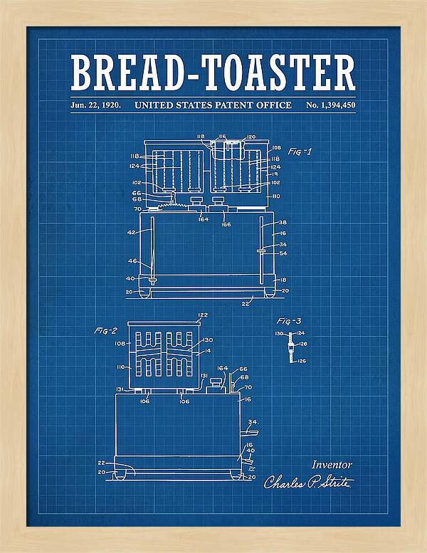 Bread Toaster Toastmaster Blueprint Patent Us1394450a