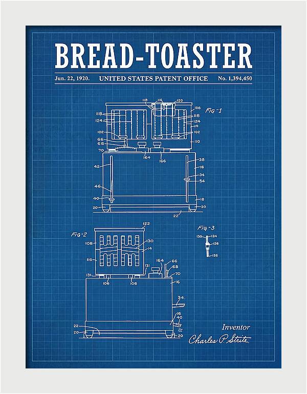 Bread Toaster Toastmaster Blueprint Patent Us1394450a