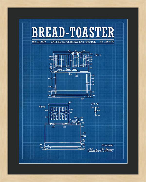 Bread Toaster Toastmaster Blueprint Patent Us1394450a