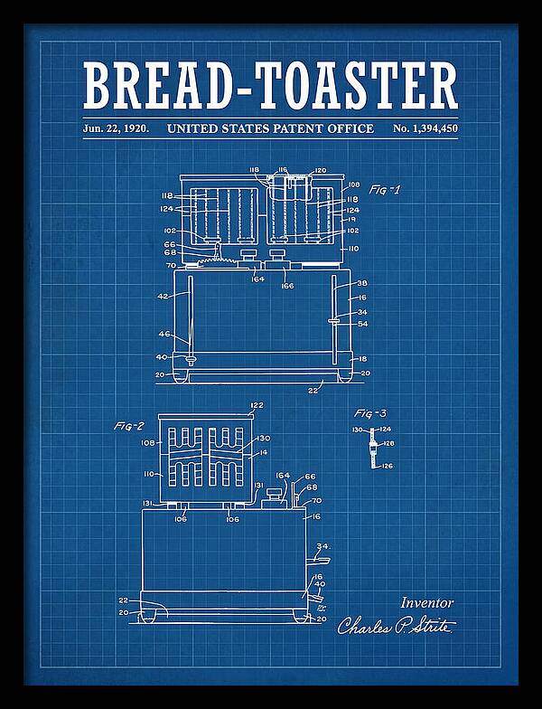 Bread Toaster Toastmaster Blueprint Patent Us1394450a