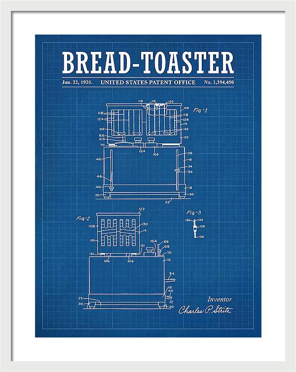 Bread Toaster Toastmaster Blueprint Patent Us1394450a
