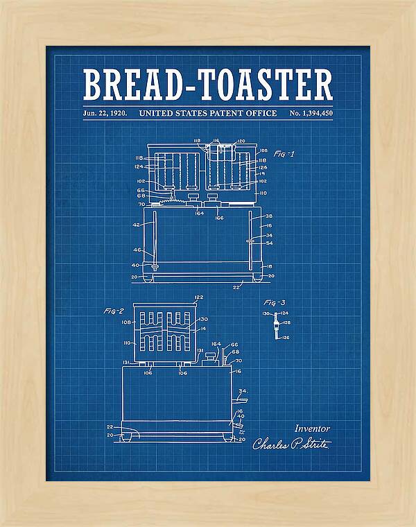 Bread Toaster Toastmaster Blueprint Patent Us1394450a