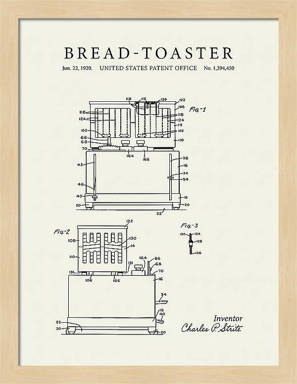 Bread Toaster Toastmaster Minimalist Patent Us1394450a