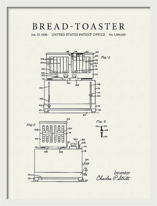 Bread Toaster Toastmaster Minimalist Patent Us1394450a