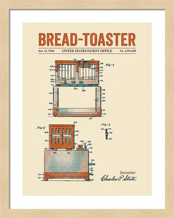 Bread Toaster Toastmaster Retro Patent Us1394450a