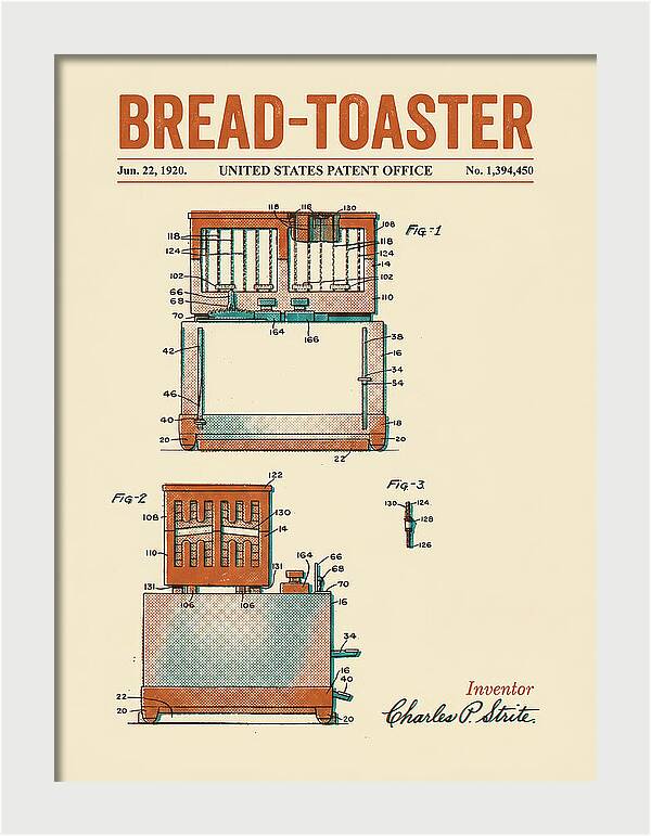 Bread Toaster Toastmaster Retro Patent Us1394450a
