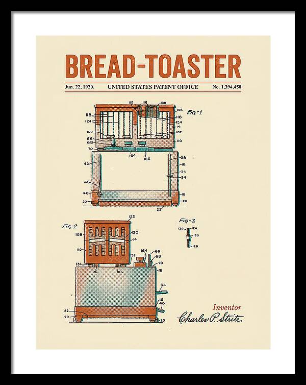 Bread Toaster Toastmaster Retro Patent Us1394450a