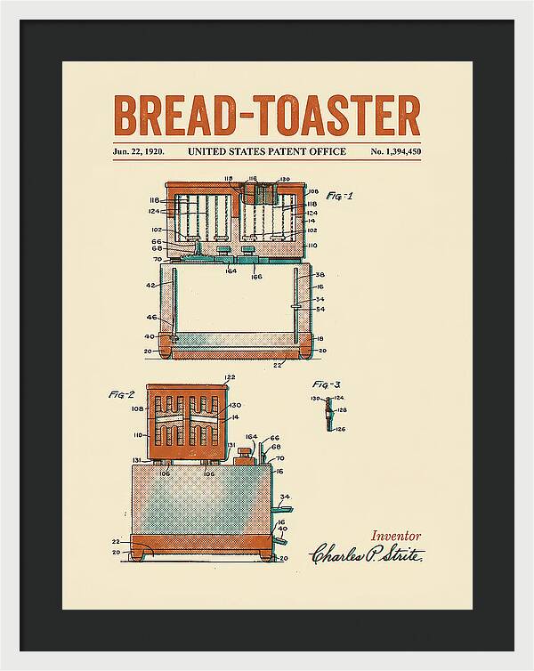 Bread Toaster Toastmaster Retro Patent Us1394450a