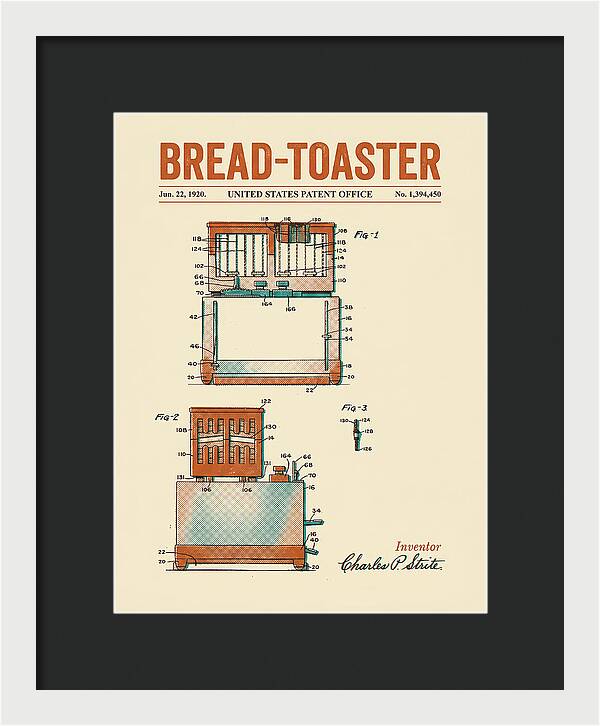 Bread Toaster Toastmaster Retro Patent Us1394450a