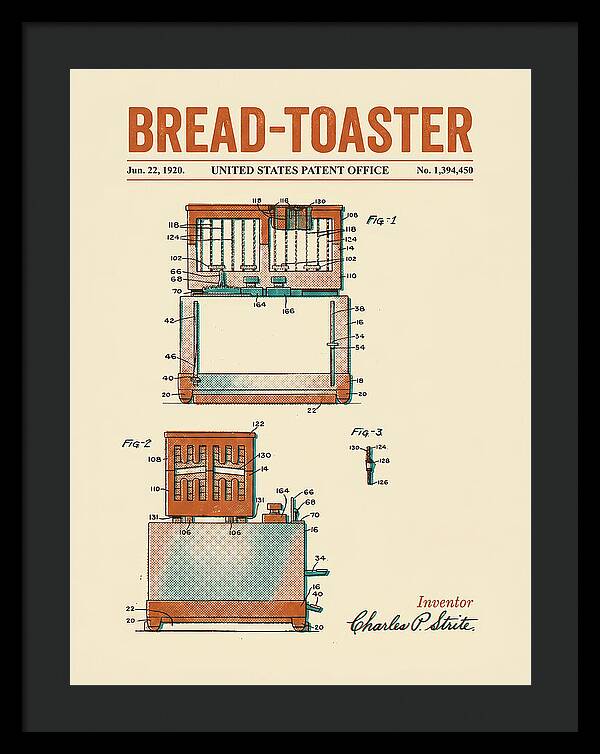 Bread Toaster Toastmaster Retro Patent Us1394450a