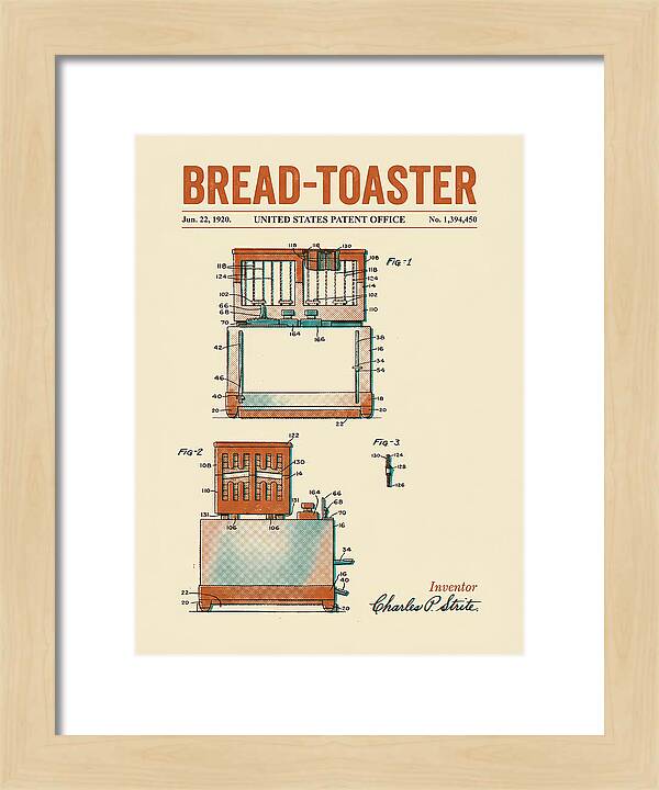 Bread Toaster Toastmaster Retro Patent Us1394450a