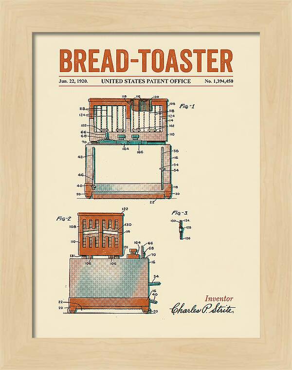 Bread Toaster Toastmaster Retro Patent Us1394450a