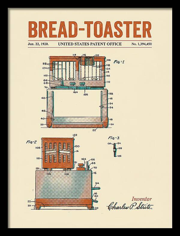 Bread Toaster Toastmaster Retro Patent Us1394450a