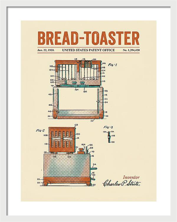 Bread Toaster Toastmaster Retro Patent Us1394450a