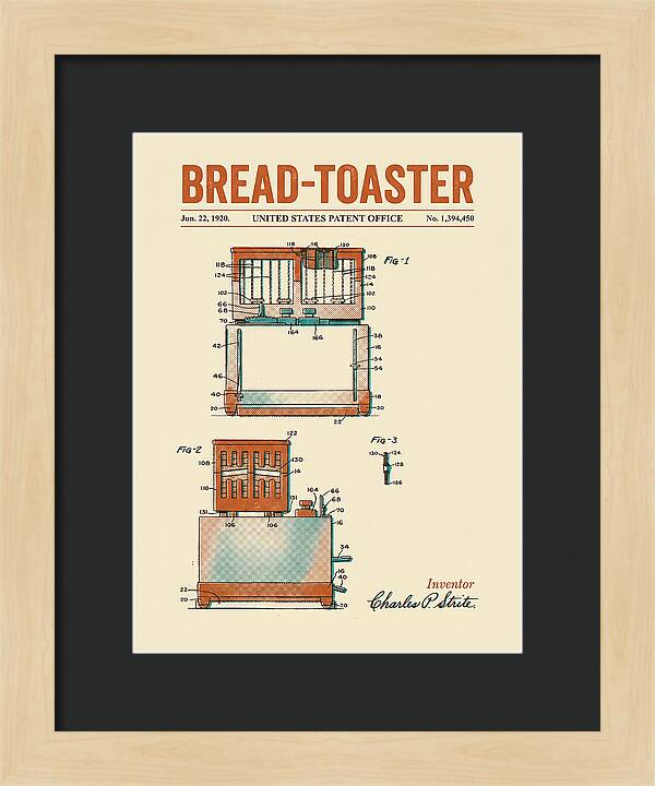 Bread Toaster Toastmaster Retro Patent Us1394450a