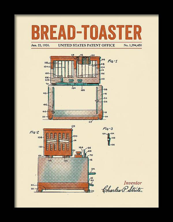 Bread Toaster Toastmaster Retro Patent Us1394450a
