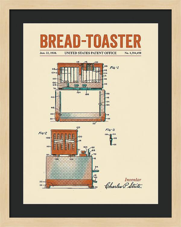 Bread Toaster Toastmaster Retro Patent Us1394450a