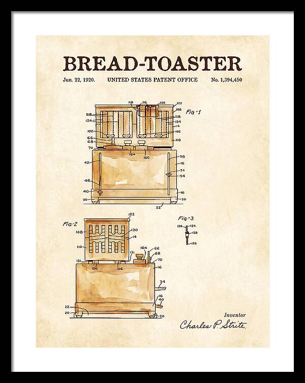 Bread Toaster Toastmaster Watercolor Patent Us1394450a