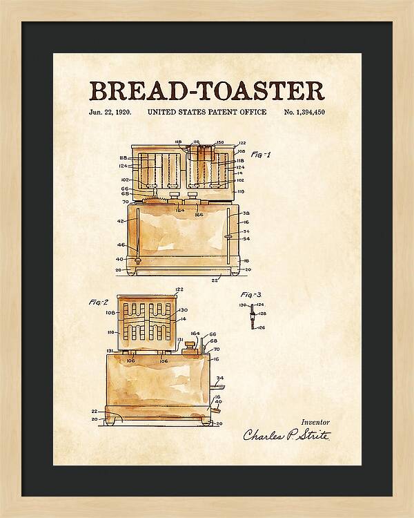 Bread Toaster Toastmaster Watercolor Patent Us1394450a