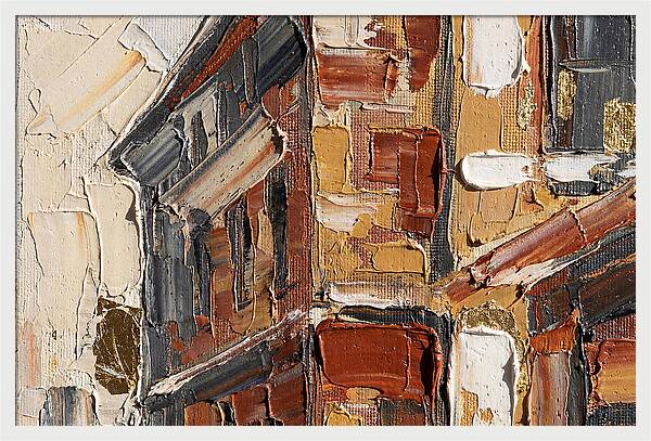 Brick Building In Palette Knife Style