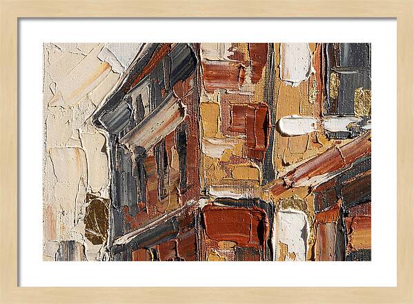 Brick Building In Palette Knife Style