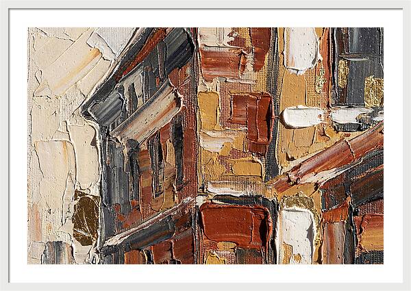 Brick Building In Palette Knife Style