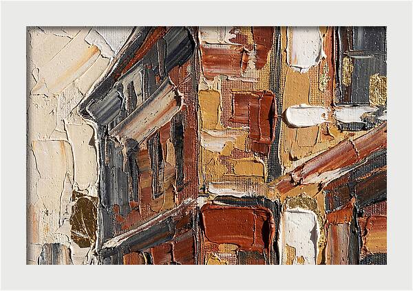 Brick Building In Palette Knife Style