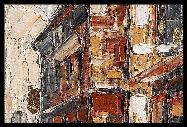 Brick Building In Palette Knife Style