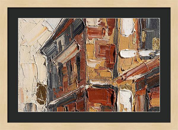 Brick Building In Palette Knife Style