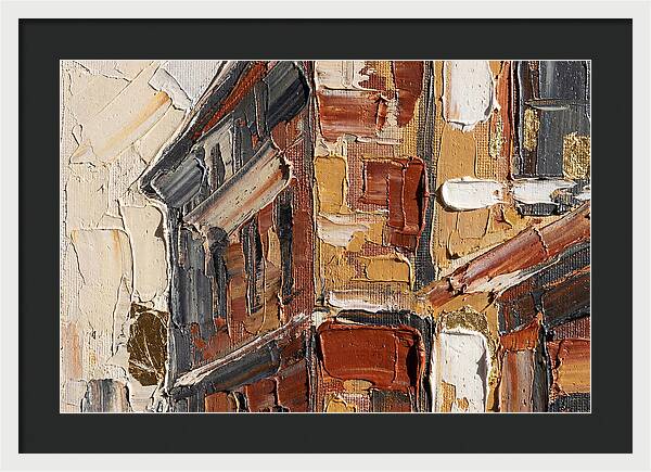 Brick Building In Palette Knife Style