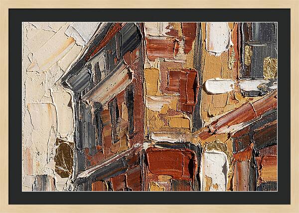 Brick Building In Palette Knife Style