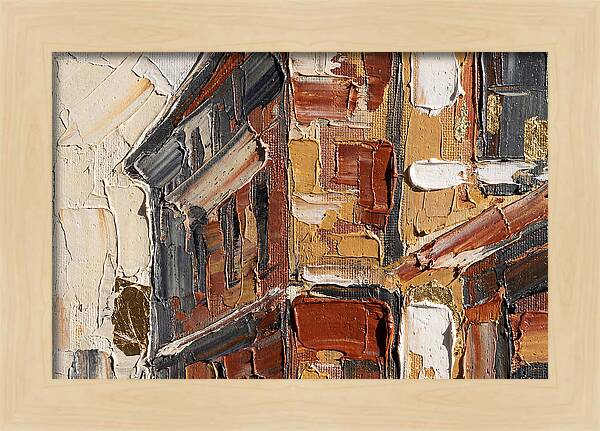 Brick Building In Palette Knife Style