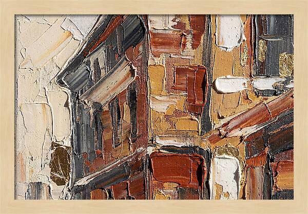Brick Building In Palette Knife Style