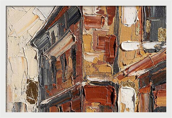 Brick Building In Palette Knife Style
