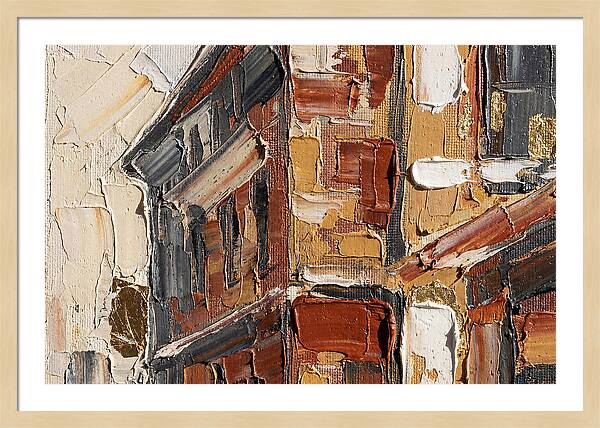Brick Building In Palette Knife Style