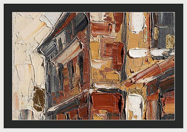 Brick Building In Palette Knife Style
