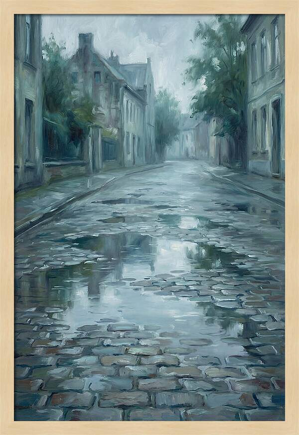 Brick Paved Street Reflection