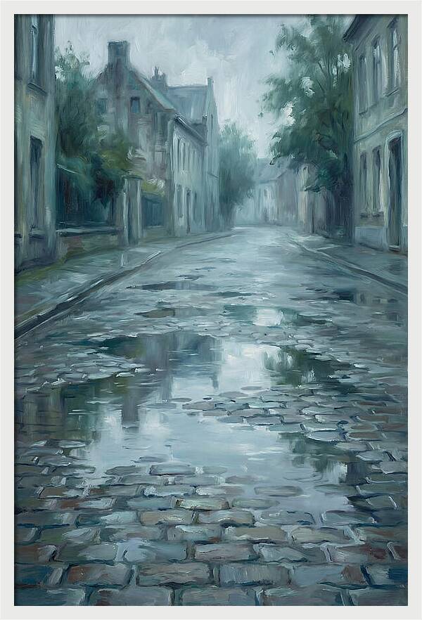 Brick Paved Street Reflection