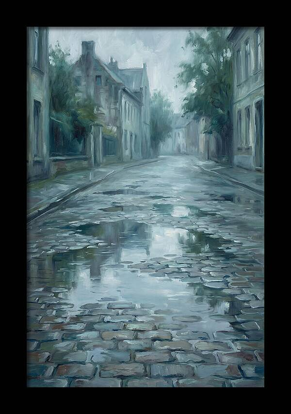 Brick Paved Street Reflection