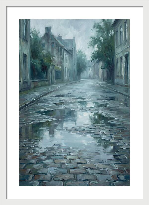 Brick Paved Street Reflection