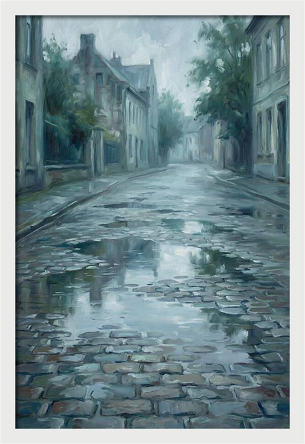 Brick Paved Street Reflection