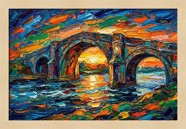 Bridge Over Water At Sunset