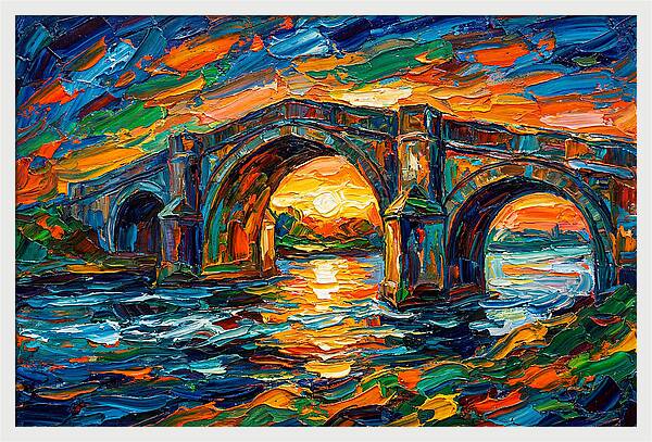 Bridge Over Water At Sunset