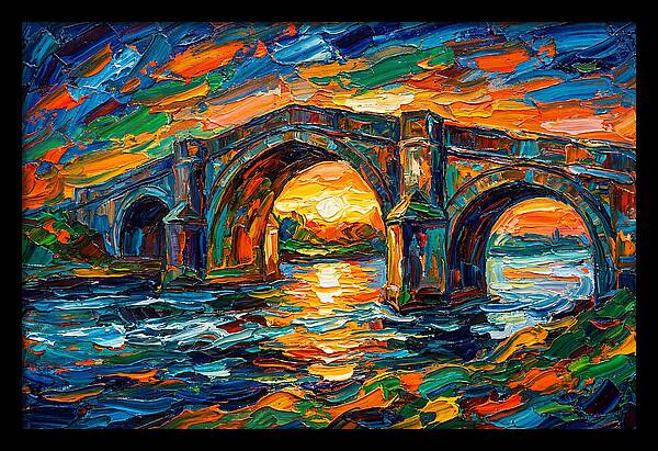 Bridge Over Water At Sunset