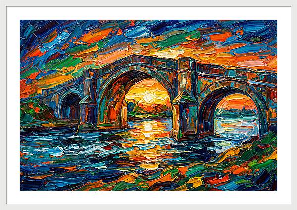 Bridge Over Water At Sunset