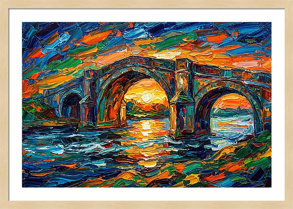 Bridge Over Water At Sunset
