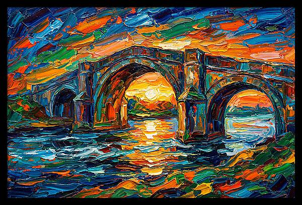 Bridge Over Water At Sunset