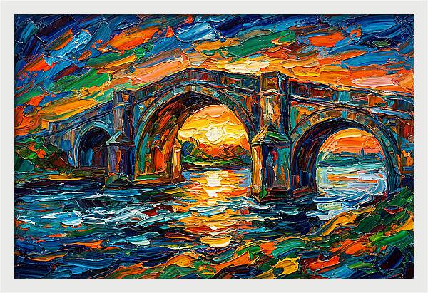 Bridge Over Water At Sunset