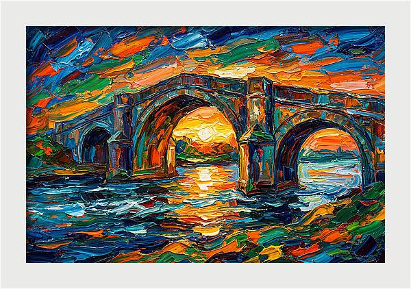 Bridge Over Water At Sunset