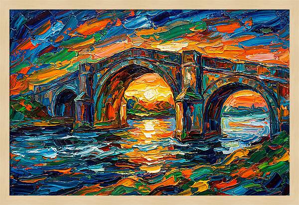Bridge Over Water At Sunset